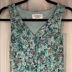 Studio 1 PETITE Teal and Purple Print Midi Dress